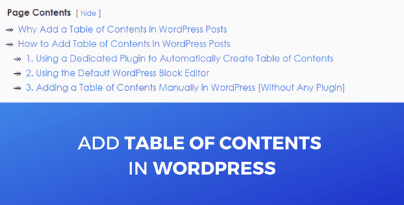 Add Table of Contents in WordPress